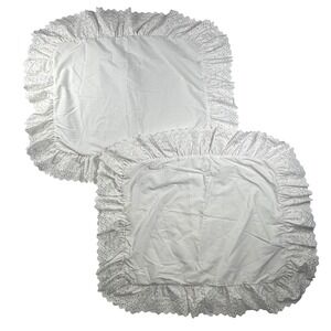 VTG Shabby Chic Coastal Cottagecore Pillow Shams White Eyelet Ruffles Dan River